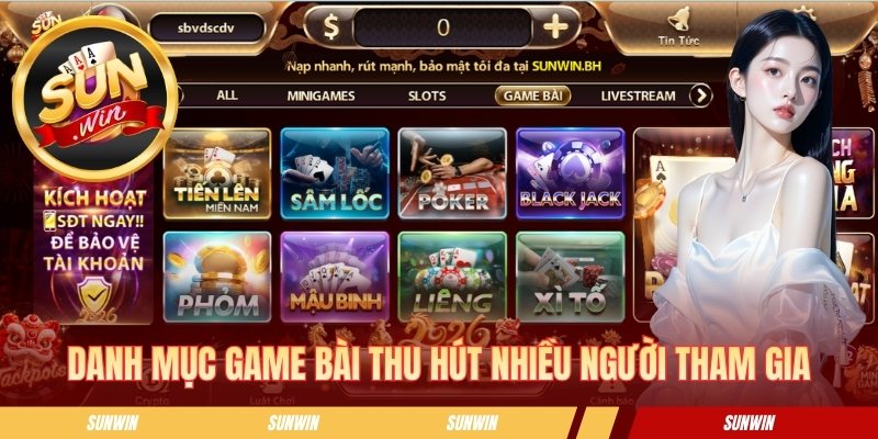 Danh mục game bài thu hút nhiều hội viên